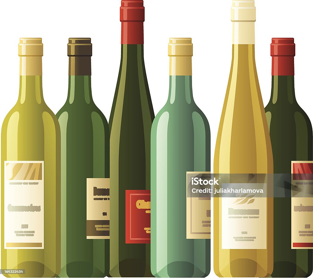 Assortiment de bouteilles de vin - clipart vectoriel de Étiquette libre de droits