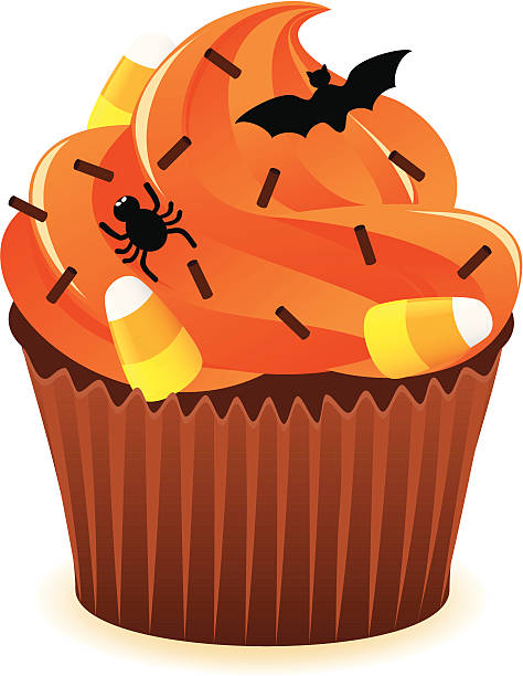 Halloween cupcake vector art illustration