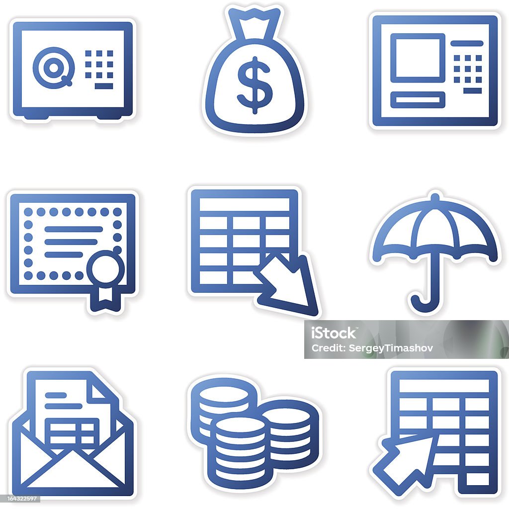 Iconos de banca, serie contorno azul - arte vectorial de Actividades bancarias libre de derechos