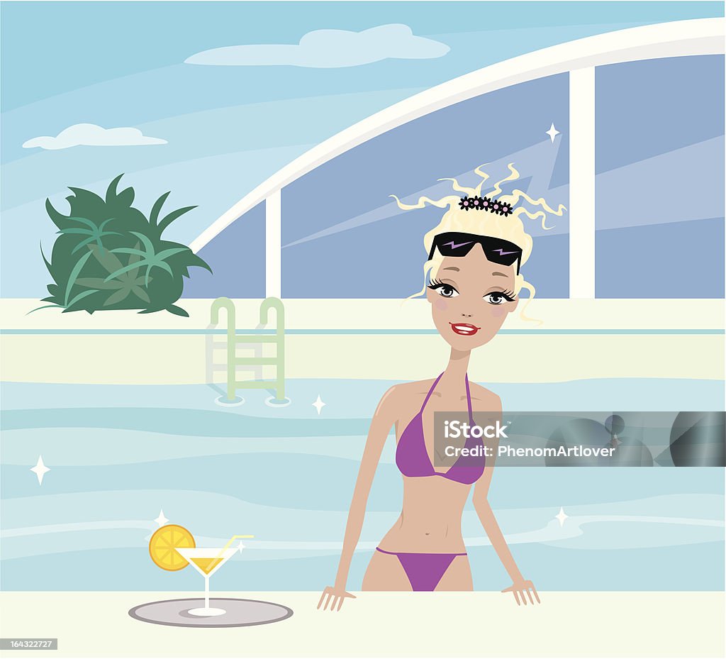 Holidaymaker a nice girl emeging from the swimming pool Sensuality stock vector