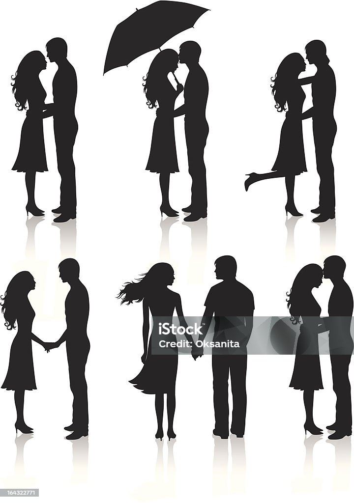 Collection of couples. Different silhouettes of couples. Couple - Relationship stock vector