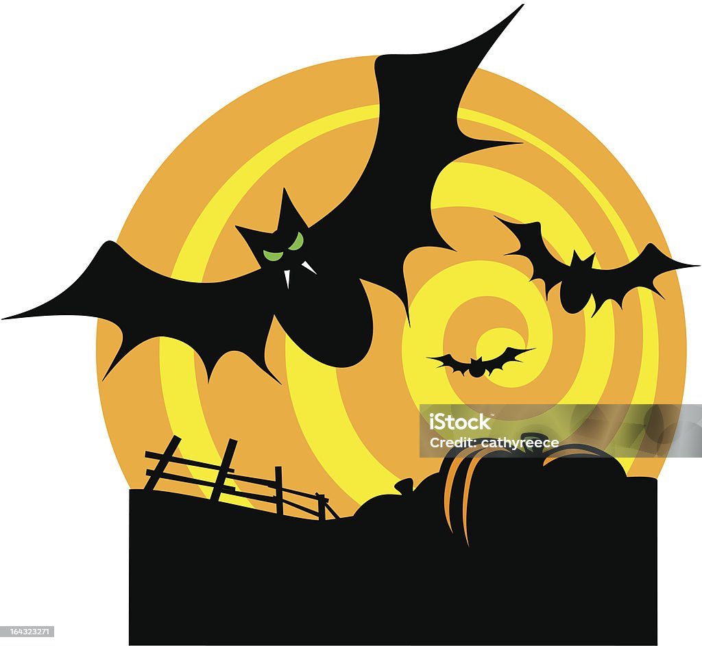 Bats com agitação Lua - Royalty-free Plantação de abóboras arte vetorial