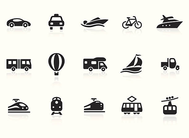 Transportation icons 2 Transport related vector icons for your design, website or presentation. black and white balloons stock illustrations