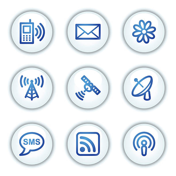 Comunicação web ícones, botões série círculo - ilustração de arte vetorial