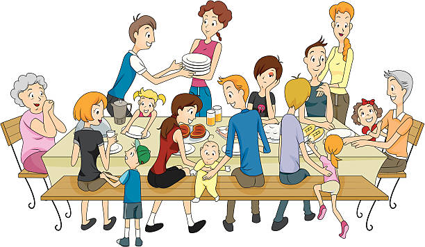 Family Reunion The Whole Family Gathering - Vector family reunion stock illustrations