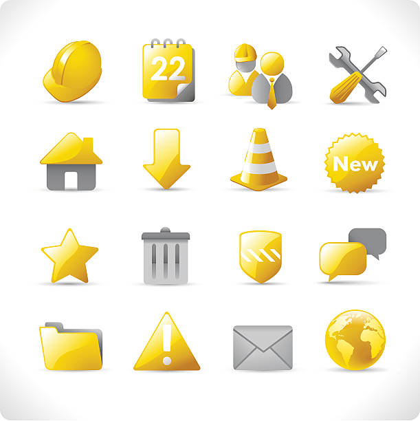 construction icons 2 vector art illustration