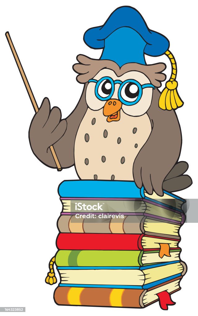 Wise owl teacher on books Wise owl teacher on books - vector illustration. Abstract stock vector