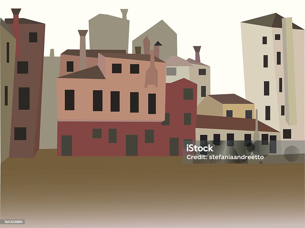 ベニスの典型的な家屋の視点から眺め - 茶色のロイヤリティ��フリーベクトルアート