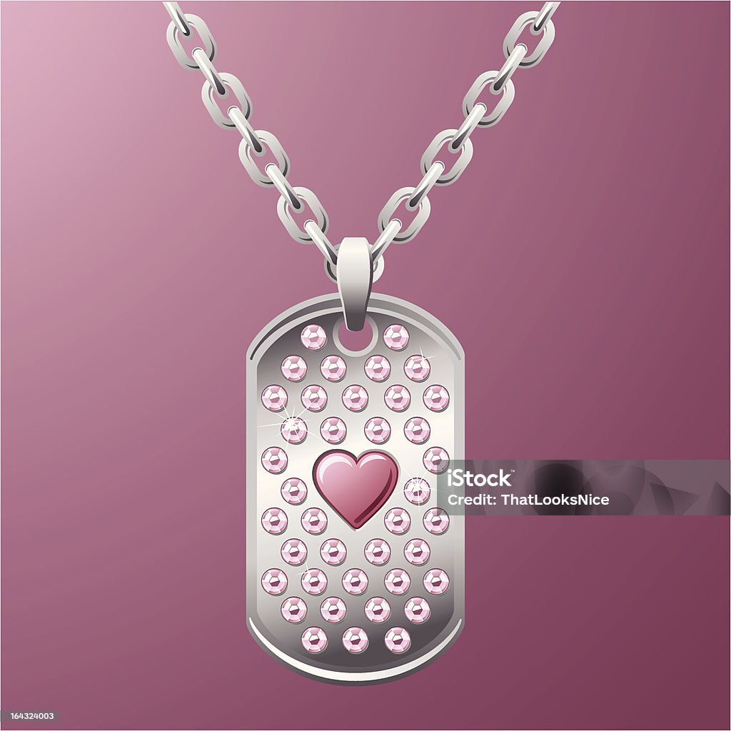 Platinum Dog Tag z różowym kryształki i serca - Grafika wektorowa royalty-free (Biżuteria)