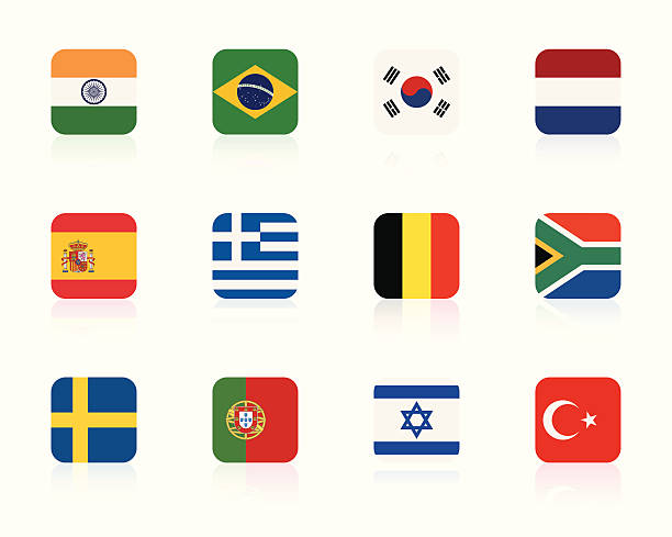 world flags 2 | square from top left corner: swedish flag stock illustrations