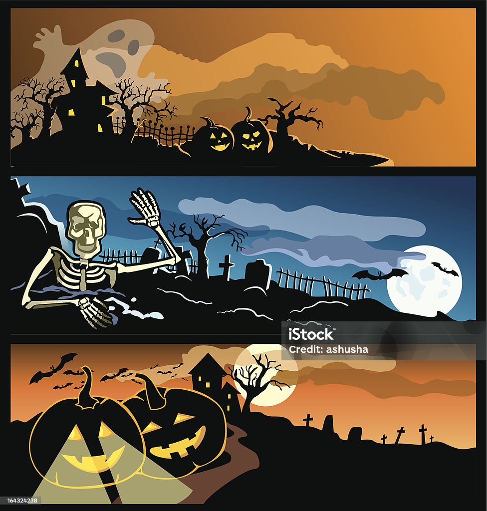 Bannières d'halloween - clipart vectoriel de Arbre libre de droits