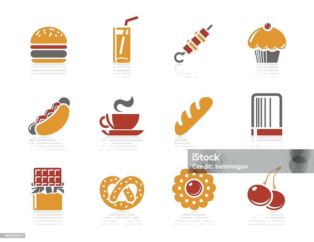 Fast food, Sweeties i piekarnia ikony/Seria Sunshine Hotel - Grafika wektorowa royalty-free (Białe tło)