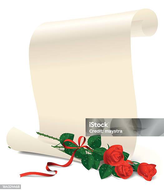 Ilustración de Papel Con Rosas y más Vectores Libres de Derechos de Amor - Sentimiento - Amor - Sentimiento, Aniversario, Blanco - Color