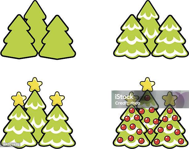 Ilustración de Árboles De Navidad Invierno Estrella Decoración y más Vectores Libres de Derechos de Adorno de navidad - Adorno de navidad, Celebración - Acontecimiento, Celebración - Ocasión especial