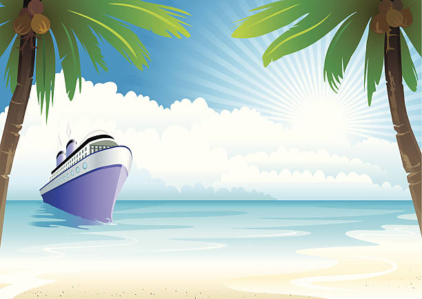 bon podróżują - cruise travel beach bay stock illustrations