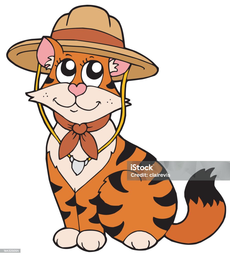 Ładny Kot w kapeluszu scout - Grafika wektorowa royalty-free (Badanie)