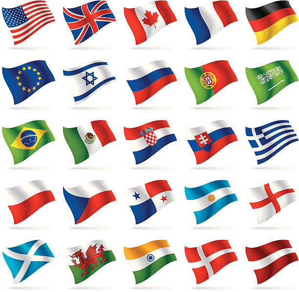zestaw flagi świata 1 - saudi arabia argentina stock illustrations