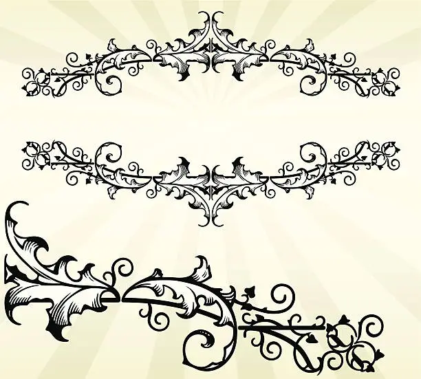 Vector illustration of Acanthus Leaf Scroll Border