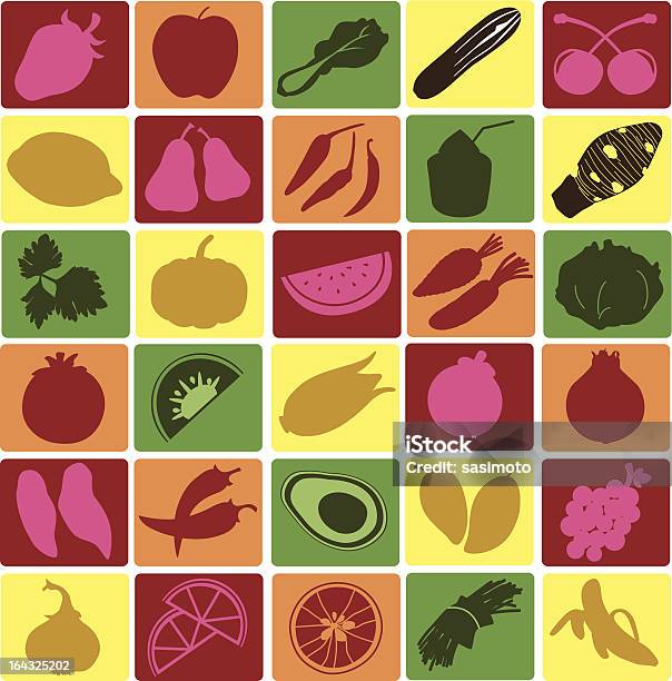 Vetores de Silhueta De Frutas Legumes E Comida Vector Conjunto3 e mais imagens de Abacate