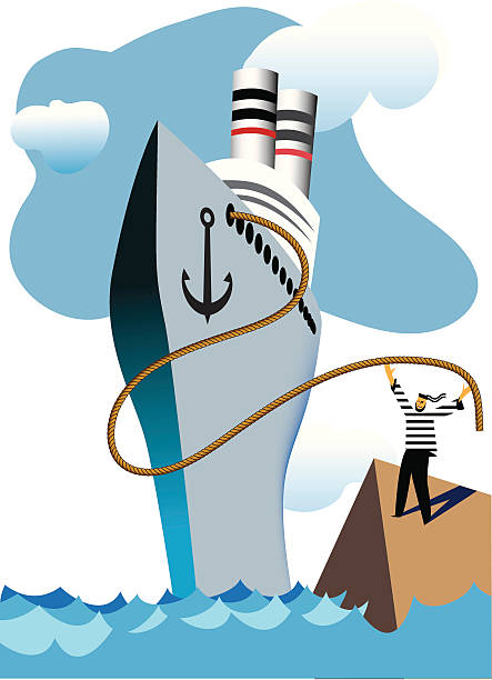 Cruise ship vector art illustration