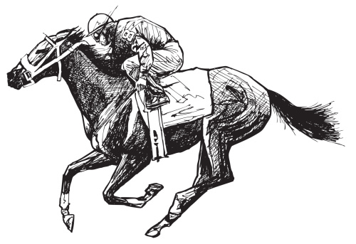 drawing of a horse and rider