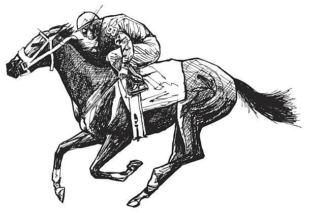 drawing of a horse and rider vectorial representation of an ink drawing of a horse and rider jockey stock illustrations