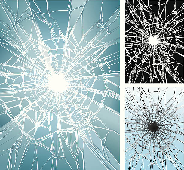 유리컵 치명적인 - bullet hole glass cracked hole stock illustrations