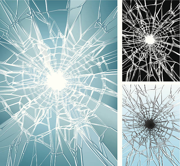 szkło zmiażdżenie - breaking glass cracked broken stock illustrations