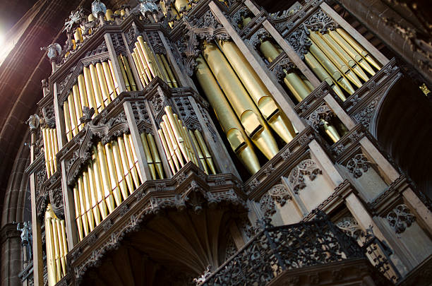 Órgano tuberías en catedral de Chester en Inglaterra - foto de stock