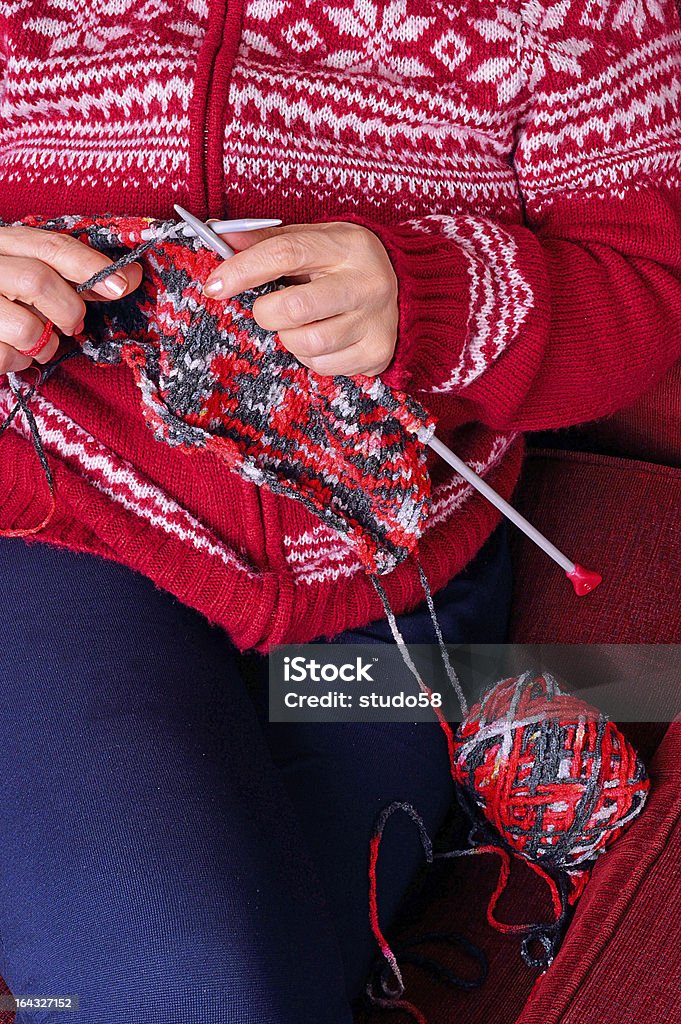 lavoro a maglia - Foto stock royalty-free di Ago - Articoli di merceria