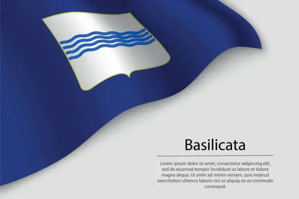 Vector illustration of Wave flag of Basilicata is a region of Italy.