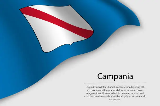 Vector illustration of Wave flag of Campania is a region of Italy