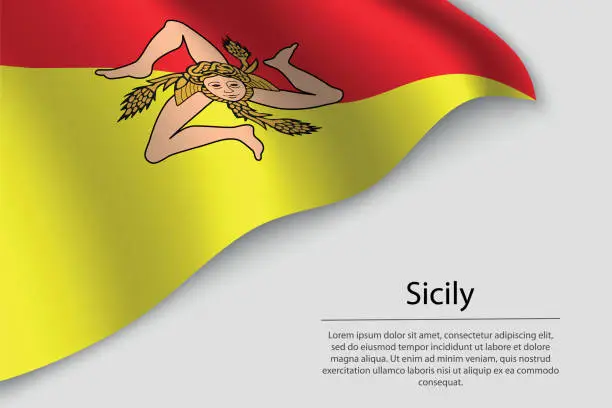 Vector illustration of Wave flag of Sicily is a region of Italy.