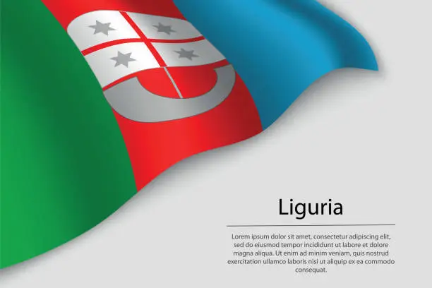 Vector illustration of Wave flag of Liguria is a region of Italy.