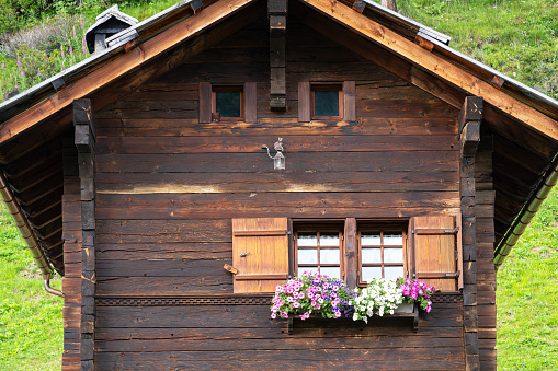 A mountain chalet in Northern Italy (great lakes region), in Formazza Valley. July 18, 2023.
