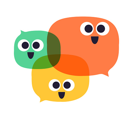 Vector illustration of emoticons on speech bubbles. Cut out design elements on a transparent background on the vector file.