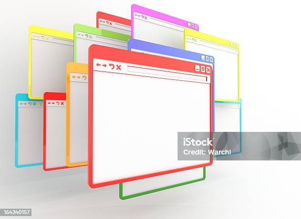 Multicolored Navegador De Internet Do Windows - Fotografias de stock e mais imagens de Grupo Grande de Objetos - Grupo Grande de Objetos, Janela, Navegador Web