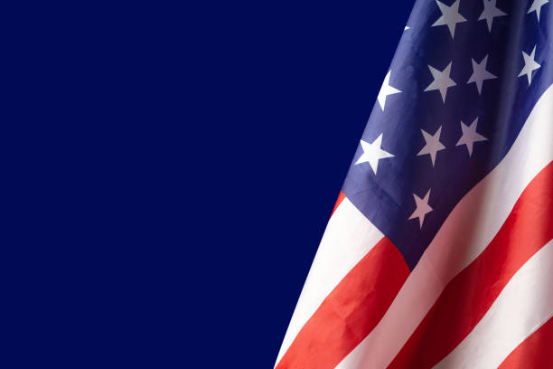 istock The American flag is on a blue background 1643443106