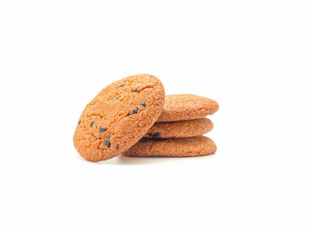 istock Pile of chocolate chip cookies on a white background. 1643454675