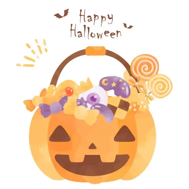 Vector illustration of cute jack-о'-lantern & sweets illustration