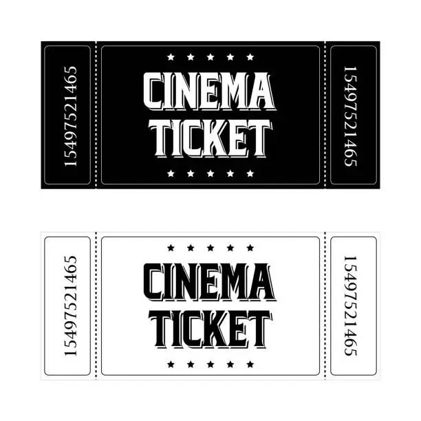 Vector illustration of Simple classical tickets. Black and White colors. Vector illustration.