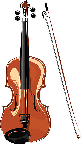 Violin and bow vector art illustration