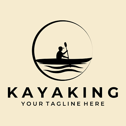 kayak sport silhouette logo vector design template