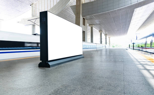 istock Blank billboard on the railroad station platform 1643575052