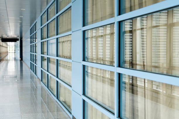 istock Glass wall along the corridor 1643577691