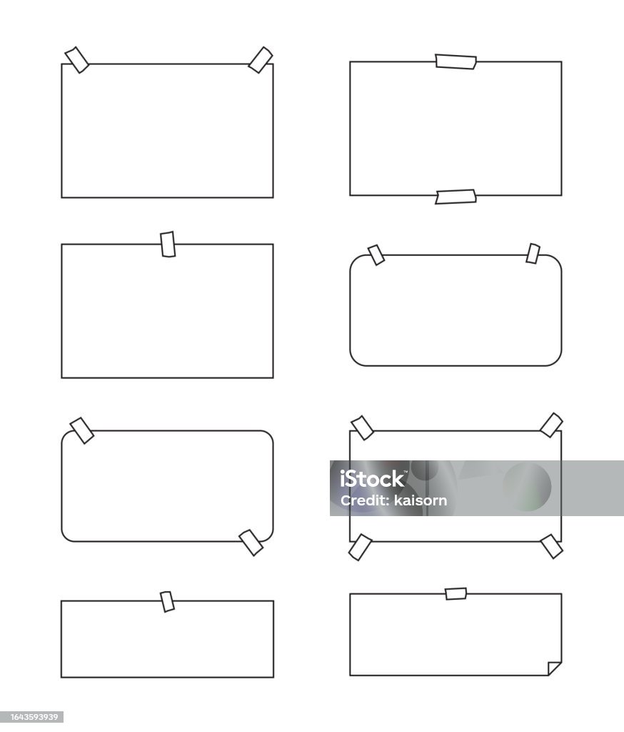 Sticky Note Outines Set Of Sticky Note And Paper Sheets In Outline Background Stock ...
