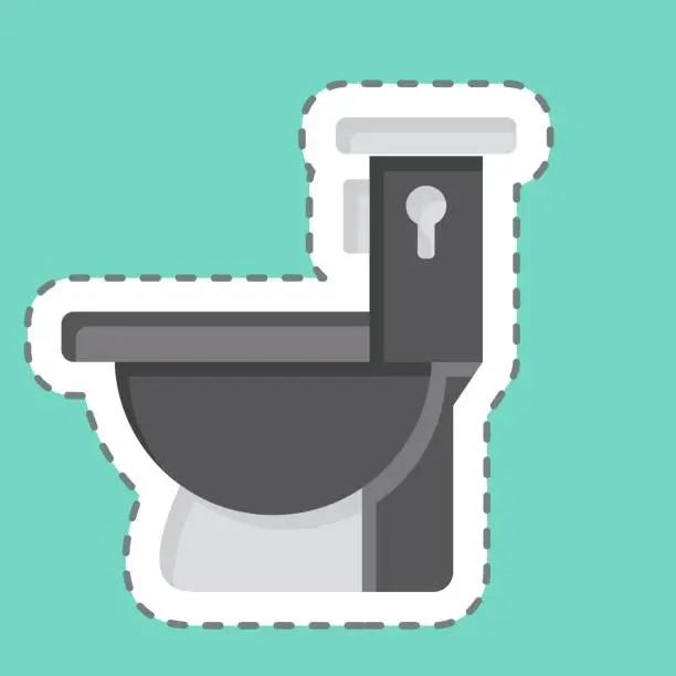 Vector illustration of Sticker line cut Toilet. related to Building Material symbol. simple design editable. simple illustration