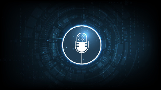 Concept Design Voice Technology. Isometric Illustrations vector. assistant connecting device with speak to machine learning or AI. Internet of thing.Podcast