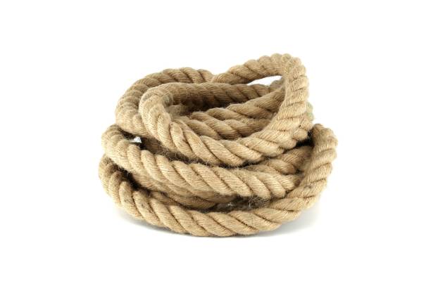 istock Thick strong jute rope isolated on white 1643599232