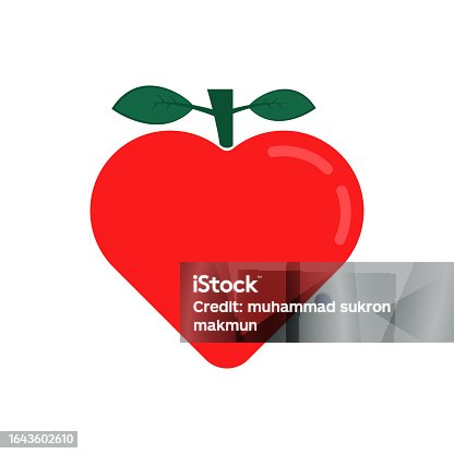 istock simple red heart with leaf logo. flat minimal cartoon style trend modern art graphic design isolated on white background. concept of healthy food for kids or vegetarians and natural meal 1643602610